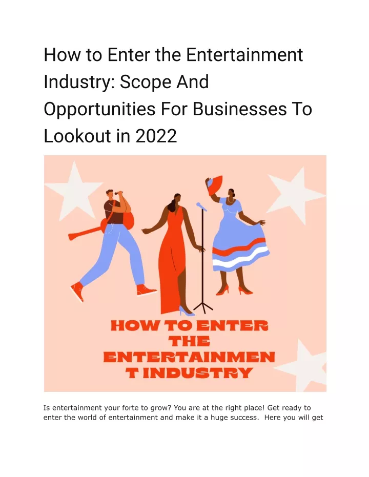 how to enter the entertainment industry scope