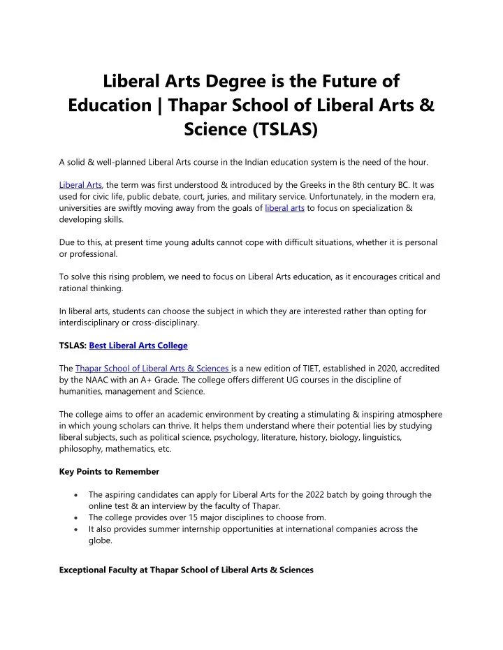 liberal arts degree is the future of education