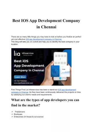 Best IOS App Development Company in Chennai