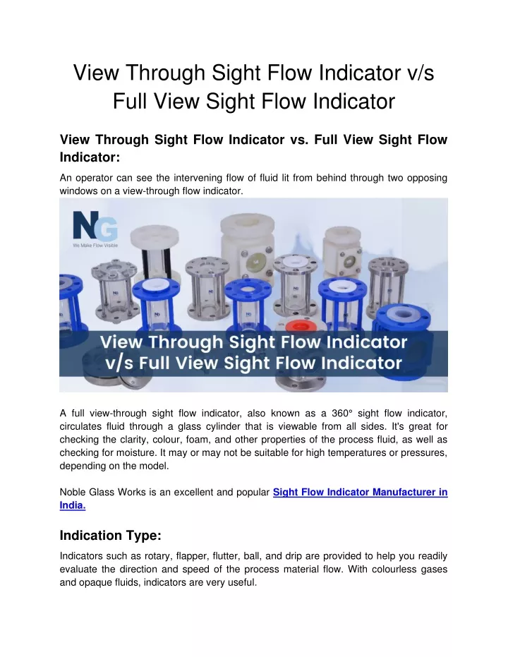 view through sight flow indicator v s full view