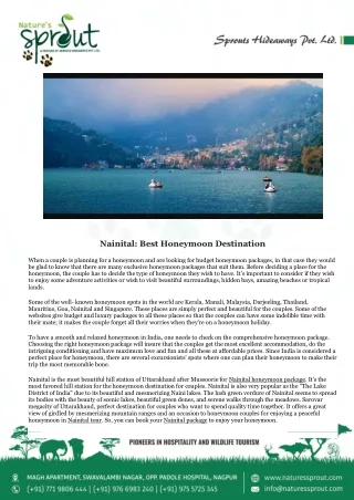 Nainital tour: Best Honeymoon Destination