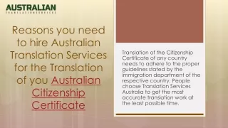 Reasons you need to hire Australian Translation Services for the Translation of your Australian Citizenship certificate