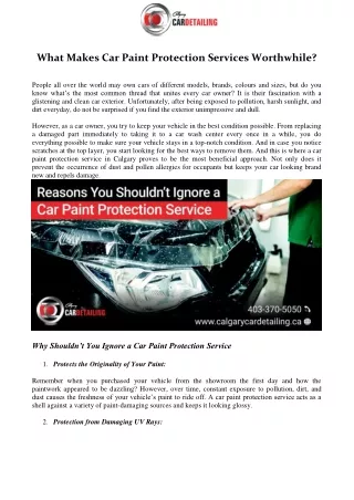 what makes car paint protection services