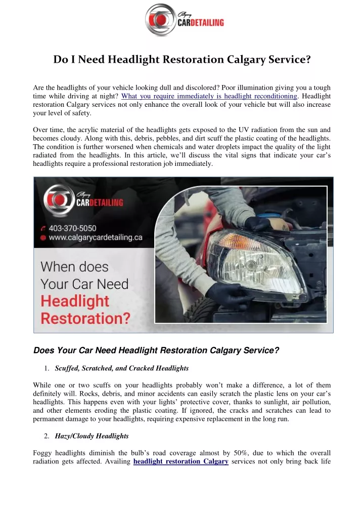 do i need headlight restoration calgary service