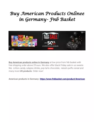 Buy American Products Online in Germany - Fnb Basket