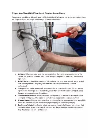 6 signs you should call your local plumber