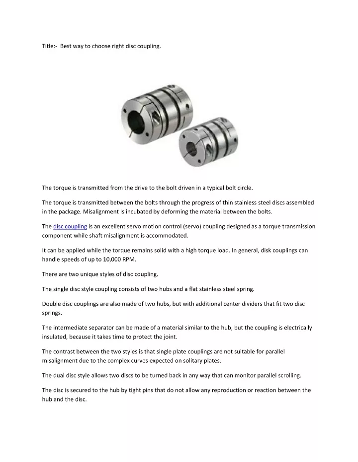 title best way to choose right disc coupling