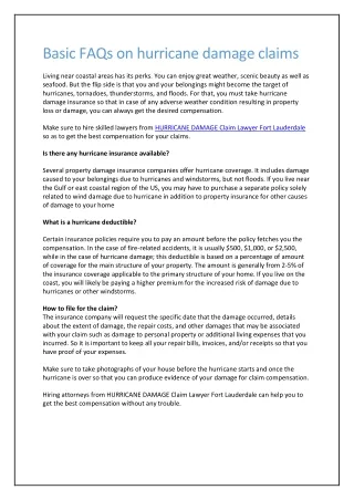 basic faqs on hurricane damage claims