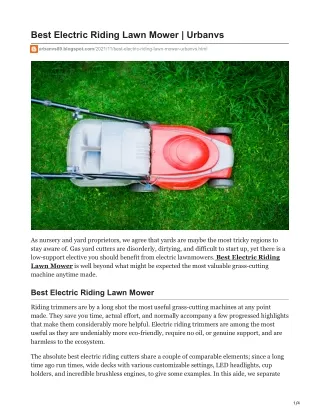 Best Electric Riding Lawn Mower