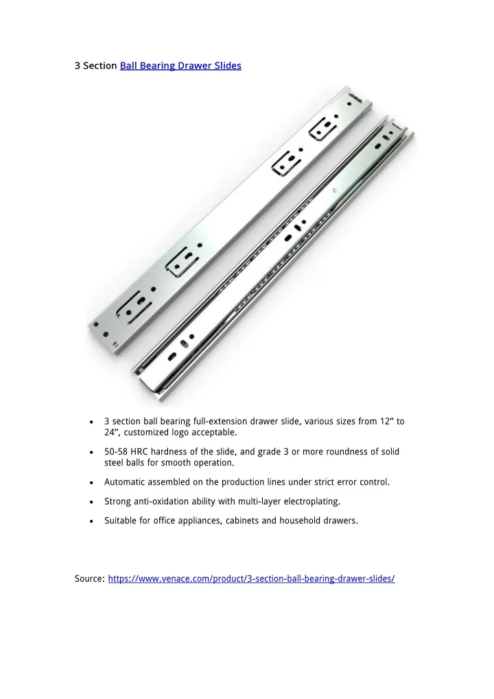 3 section ball bearing drawer slides