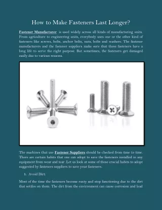how to make fasteners last longer