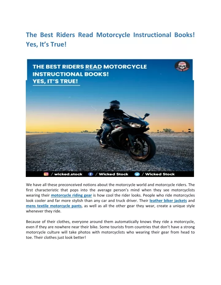 the best riders read motorcycle instructional