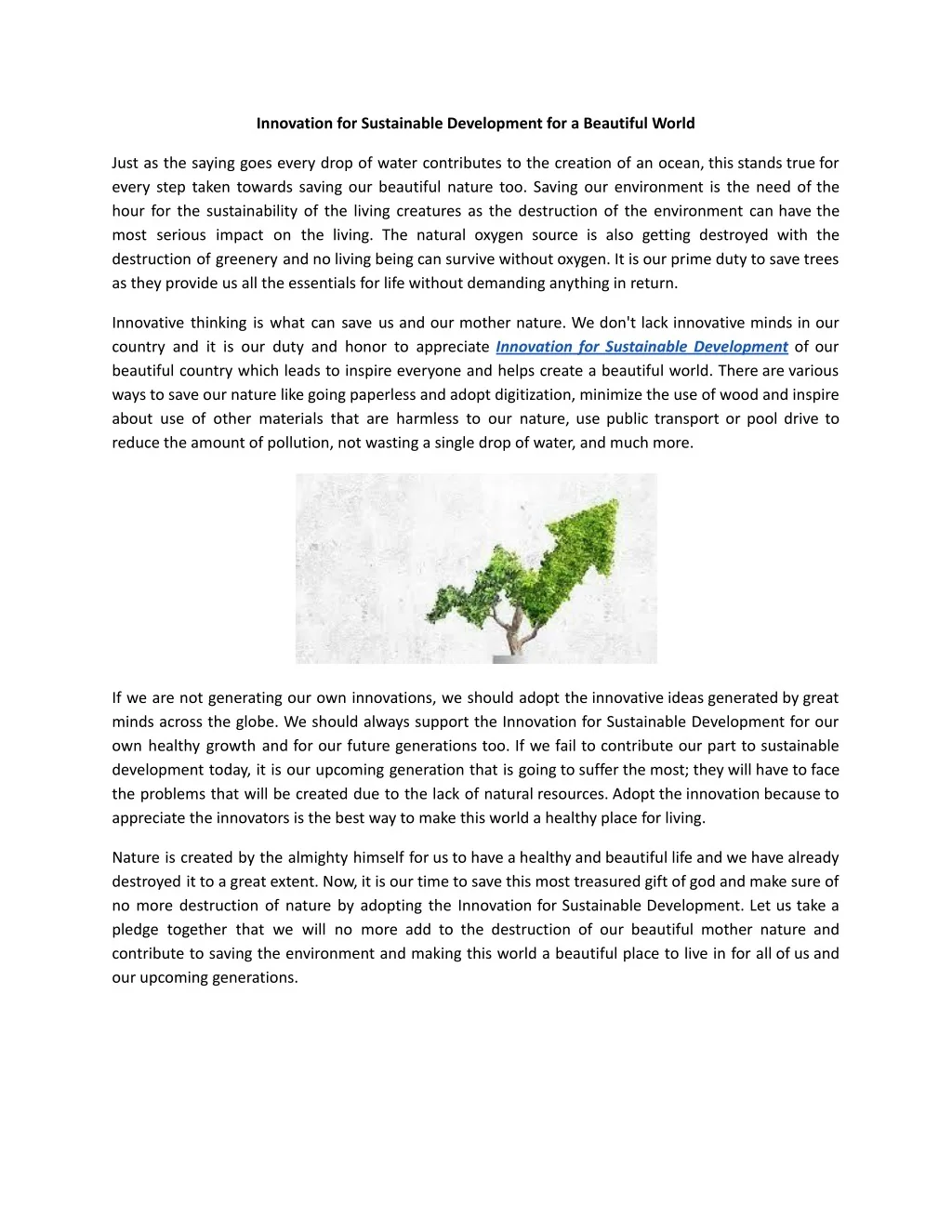 PPT - Innovation for Sustainable Development for a Beautiful World ...