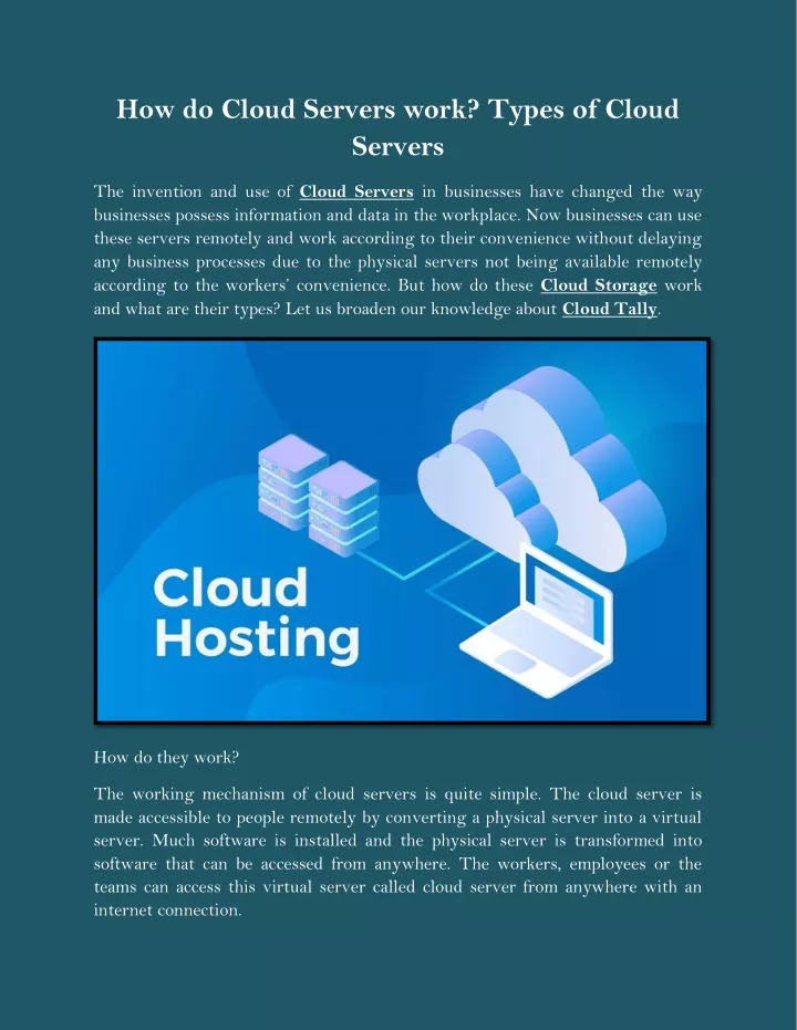 how do cloud servers work types of cloud servers
