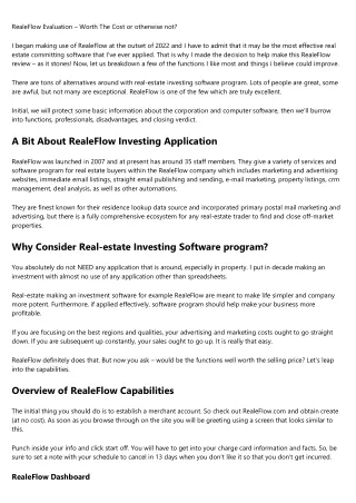 realeflow evaluation worth the cost or otherwise