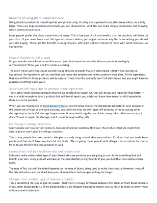 Benefits of using plant based skincare