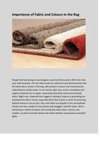 importance of fabric and colours in the rug