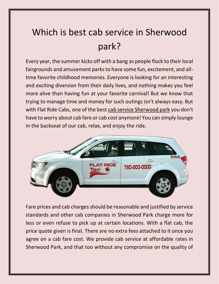 which is best cab service in sherwood park