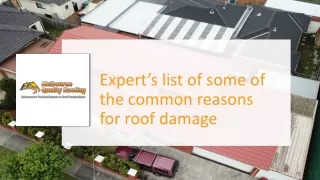 Expert’s list of some of the common reasons for roof damage