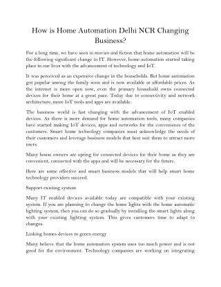 how is home automation delhi ncr changing business