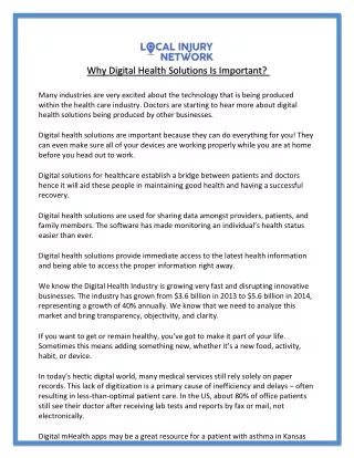 Why Digital Health Solutions Is Important