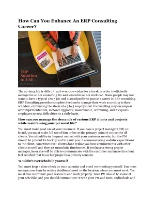 how can you enhance an erp consulting career