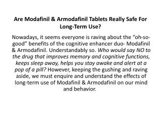 are modafinil armodafinil tablets really safe