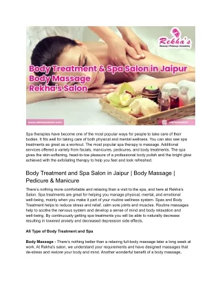 Body Treatment and Spa Salon in Jaipur _ Body Massage _ Pedicure & Manicure