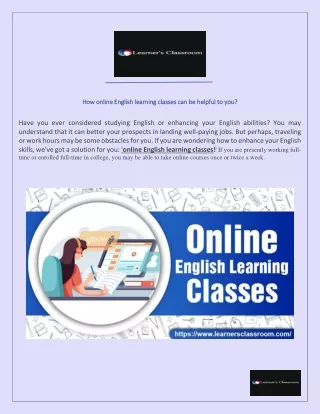 Advantages of online English learning classes