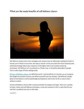 what are the main benefits of self defence classes