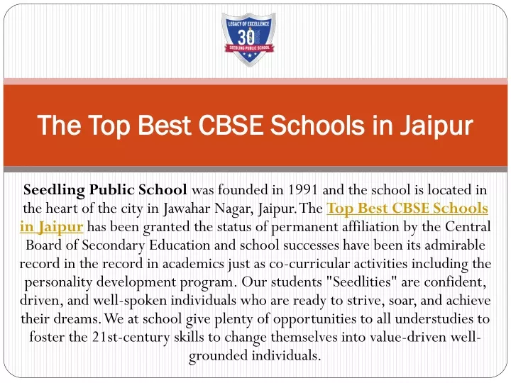 the top best cbse schools in jaipur