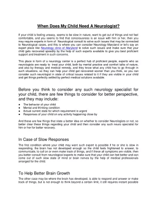 when does my child need a neurologist