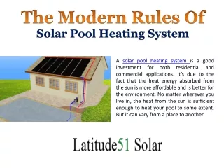 the modern rules of solar pool heating system