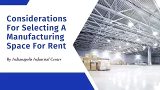 Indianapolis Manufacturing Space For Rent