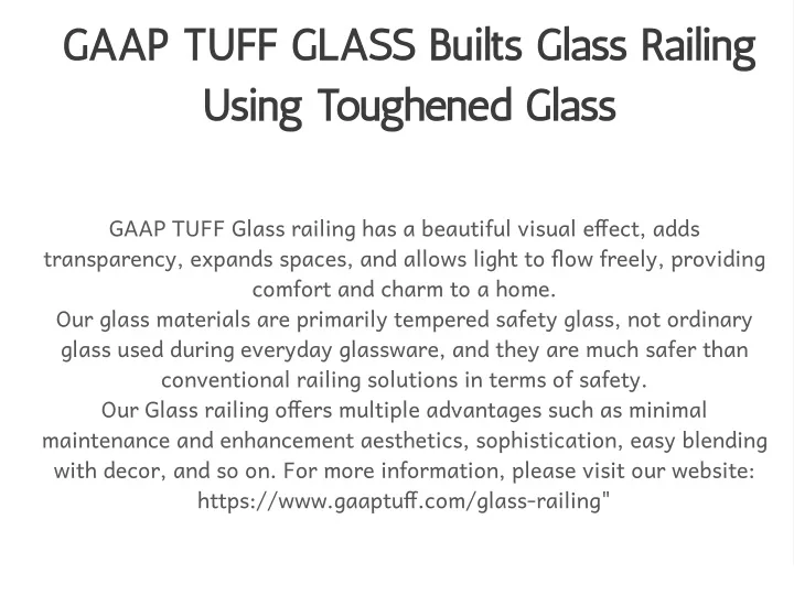 gaap tuff glass builts glass railing using