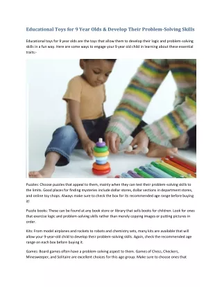 educational toys for 9 year olds develop their