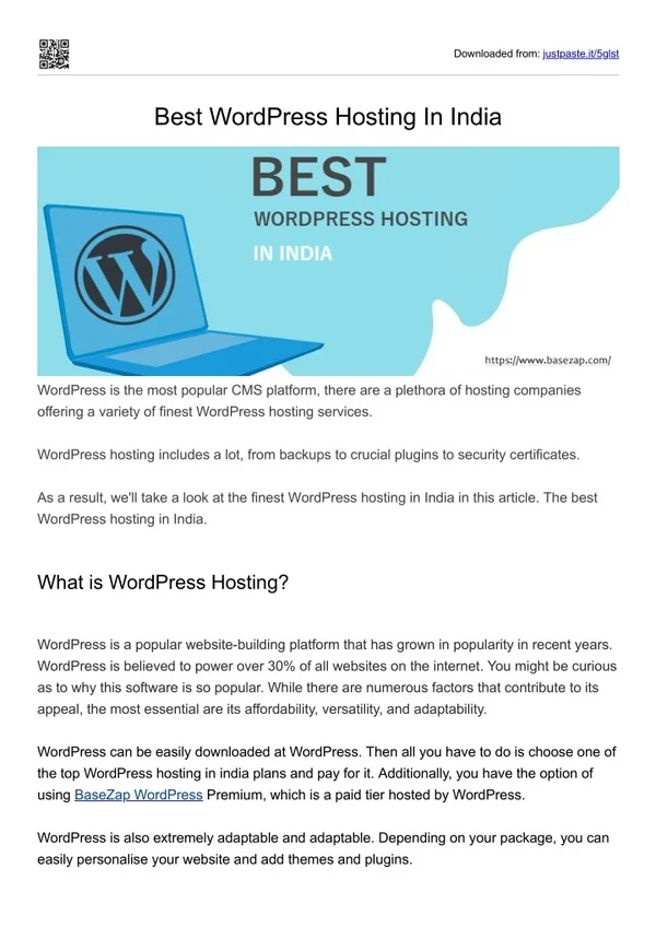 Best WordPress Hosting In India