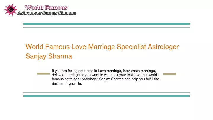 world famous love marriage specialist astrologer sanjay sharma