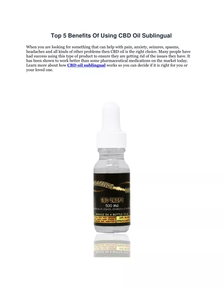 top 5 benefits of using cbd oil sublingual