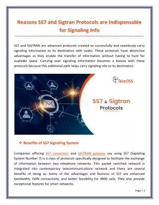 Reasons SS7 and Sigtran Protocols are Indispensable for Signaling Info