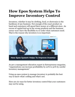 How Epos System Helps To Improve Inventory Control