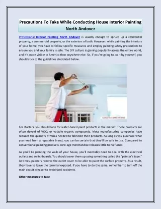 Precautions To Take While Conducting House Interior Painting North Andover