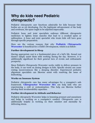 Why do kids need Pediatric chiropractic