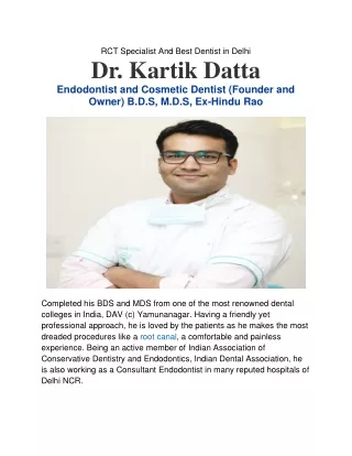 Dr. Kartik Datta - Best Dentist in Delhi