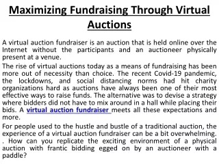 Article Charity Auctions Today virtual auction fundraiser