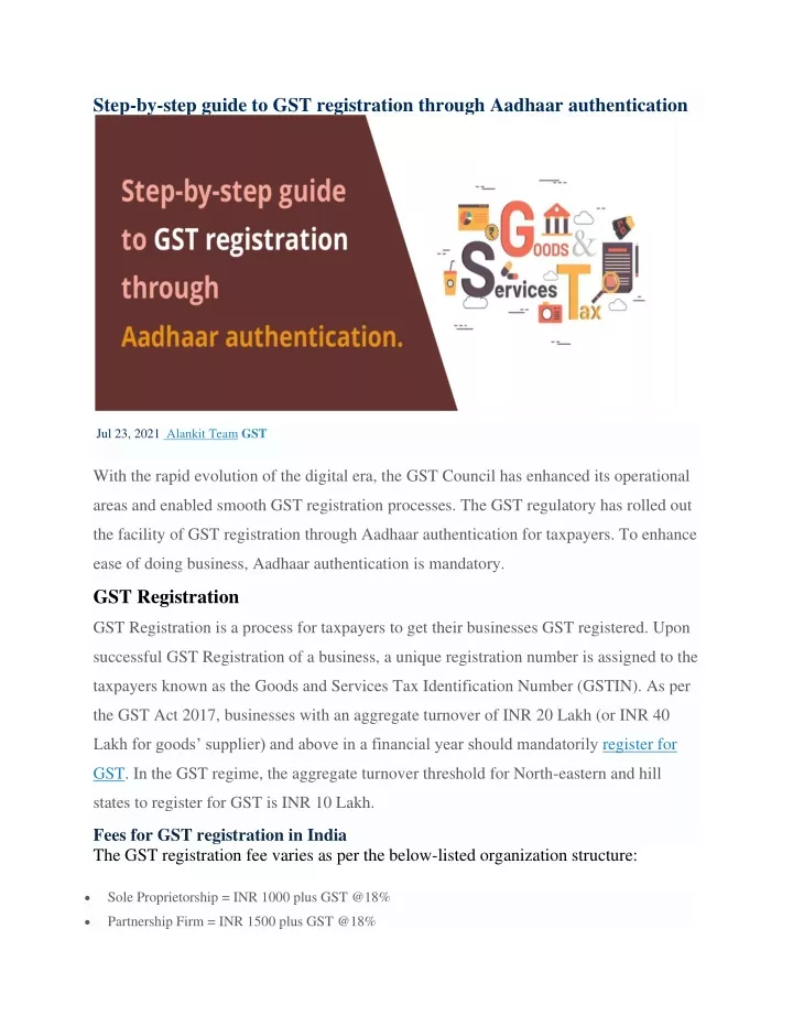 PPT - Step By Step GST Registration PowerPoint Presentation, Free ...