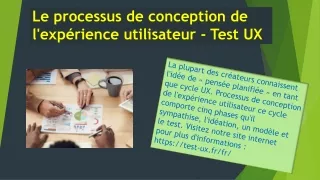Le processus de conception de l'expérience utilisateur - Test UX