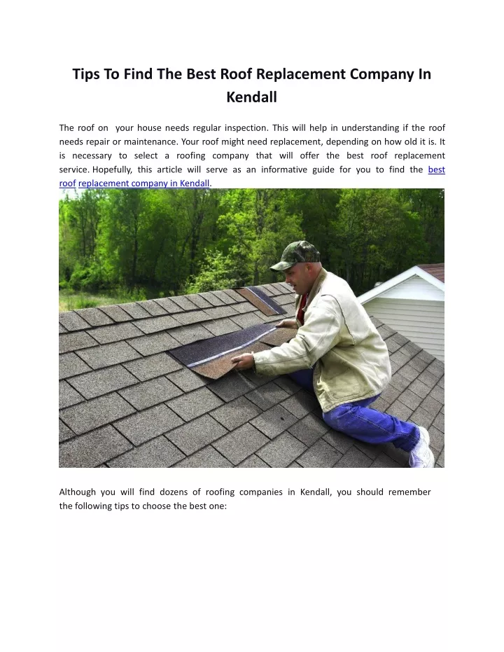 tips to find the best roof replacement company