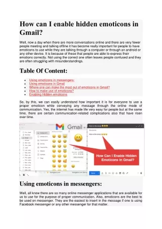 how can i enable hidden emoticons in gmail