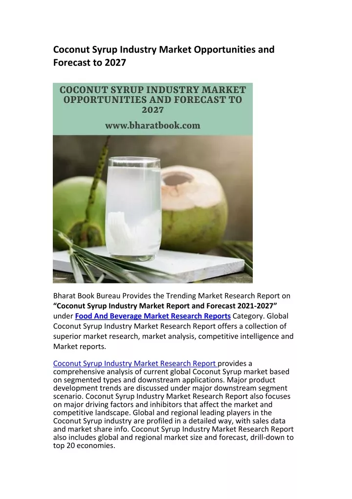 coconut syrup industry market opportunities